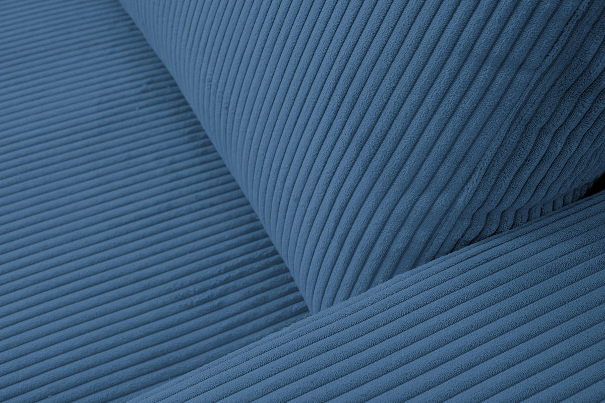 ECKSOFA Aspen in L-Form, Coach Farbe: Blau, Cordstoff, Ottomane Links - Blau, Textil (187/312cm) - VENASI MÖBEL