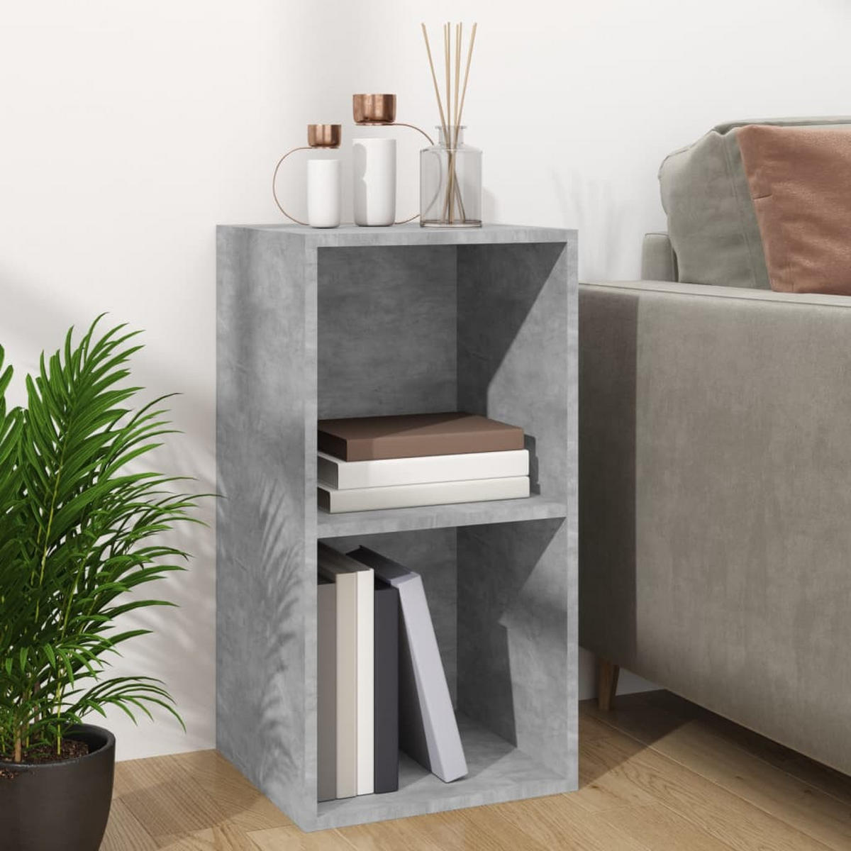 SCHALLPLATTEN-AUFBEWAHRUNGSBOX Betongrau 71/34/36 Cm - Grau, Holz (34/34/71cm) - vidaXL