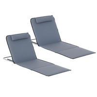 SONNENLIEGE 2er-Set Strandstühle mit 5-fach verstellbarer Rückenlehne Kopfstütze und Reisetasche 134x48x33–43 cm ,Grau - Grau, Metall (48/43/134cm) - Vallsero