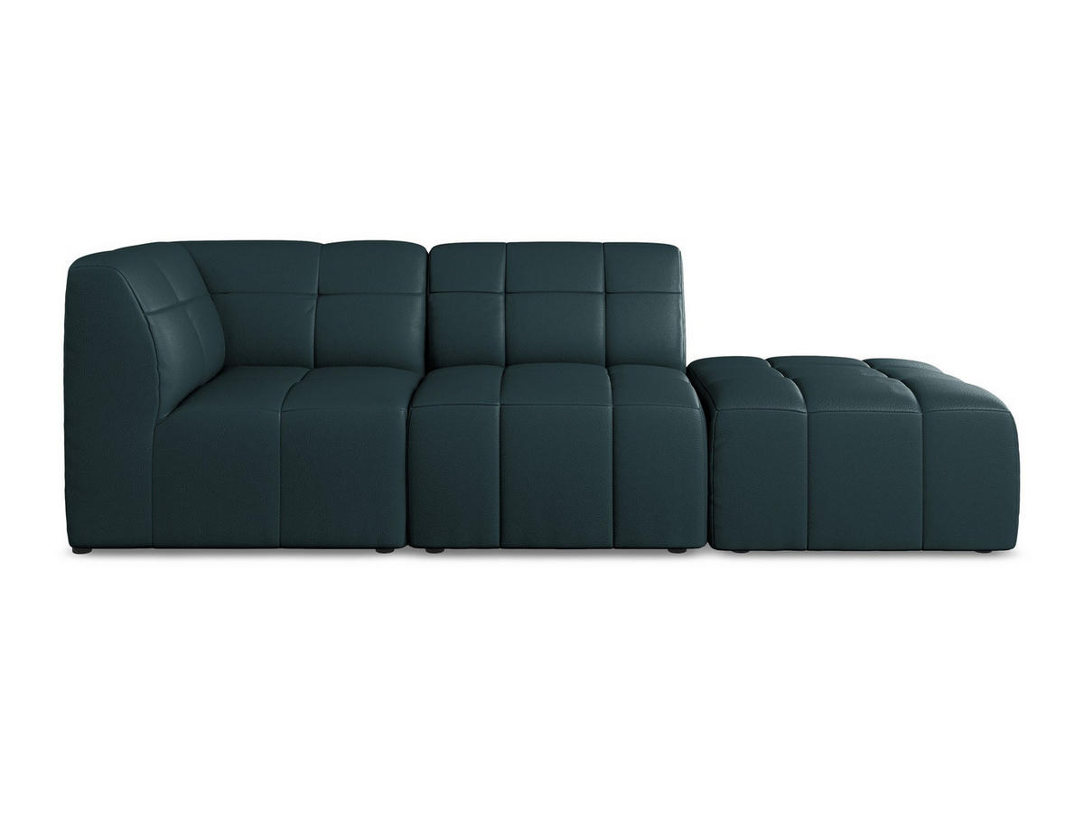 ECKSOFA Rechts Kunstleder Blau - Petrol/Schwarz, Holzwerkstoff/Kunststoff (240/90cm) - Makamii