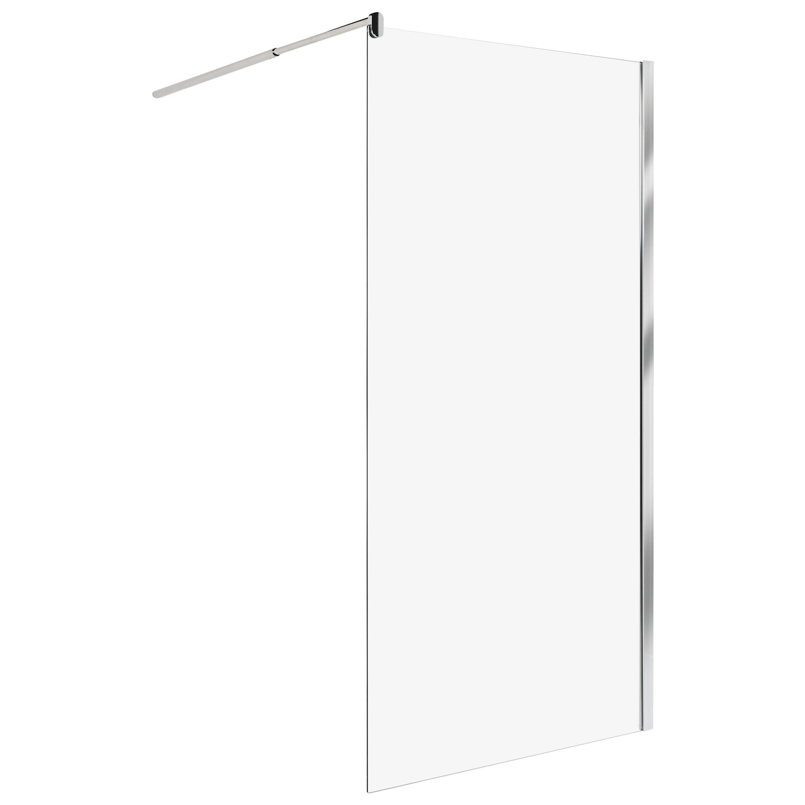 DUSCHWAND 100/190 cm Silber Ahaus - Transparent/Silberfarben, Glas (100/190cm) - Beliani