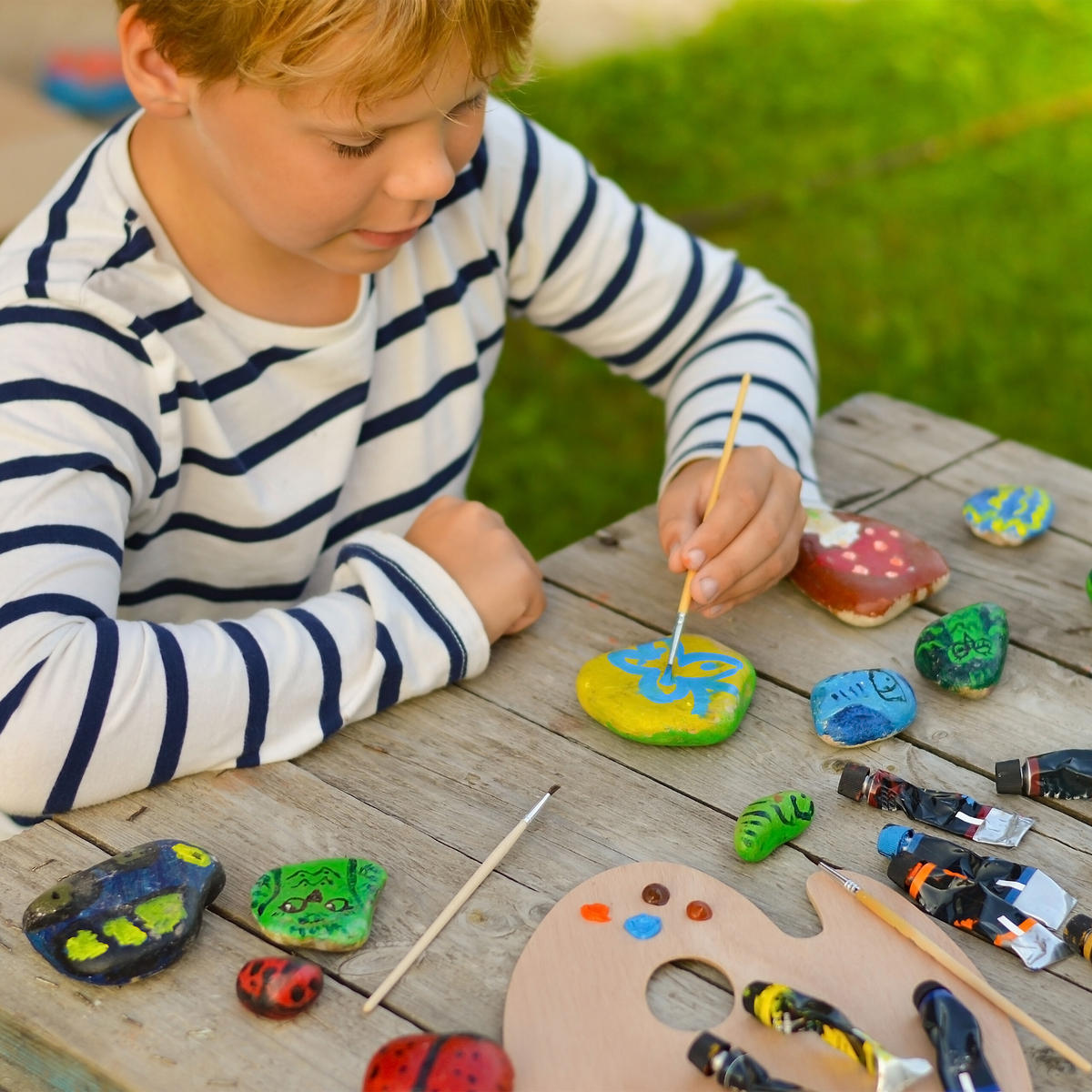 MALSTEINE - Creme, Stein (7/1.5/6.5cm) - Relaxdays