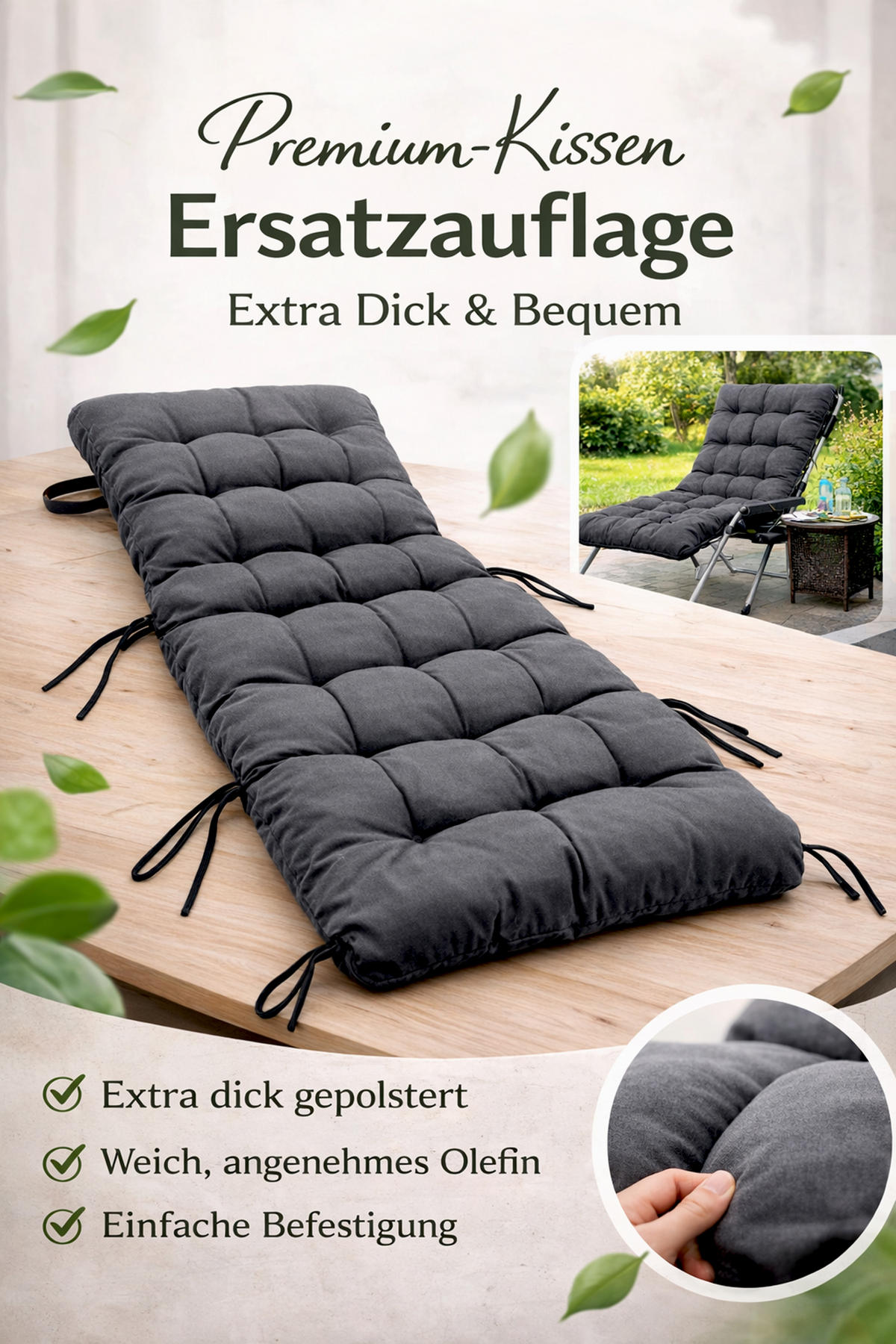 LIEGESTUHLAUFLAGE 157x57 cm Anthrazit - Anthrazit, Textil (57/10/157cm) - QUICK STAR