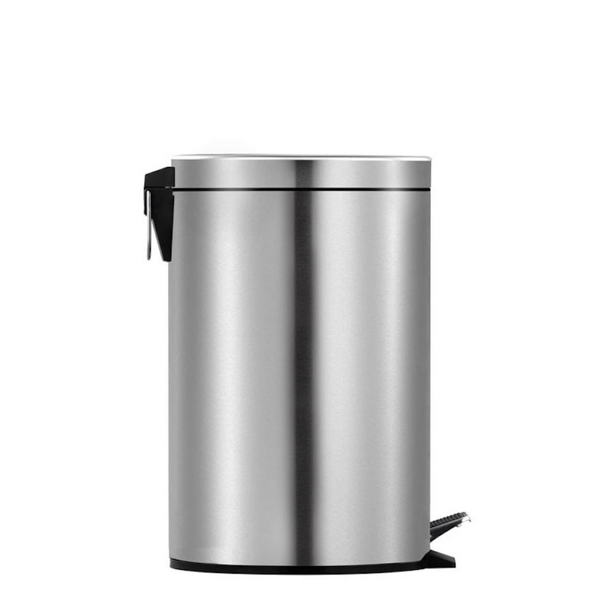 MÜLLEIMER Runder TretMit Herausnehmbaren Kunststoff Inneneimer 3 Liter 27 x 19,5 x 17 cm Matt Silber - Silberfarben, Metall (19.5/27/17cm) - PROREGAL