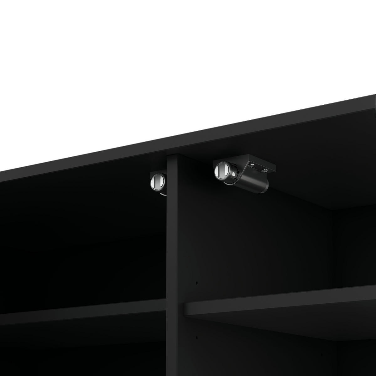 TV-LOWBOARD Luxus-Rillen-Design & abgerundete Ecken - Schwarz, Holzwerkstoff (200/47.5/40cm) - Urban Meuble