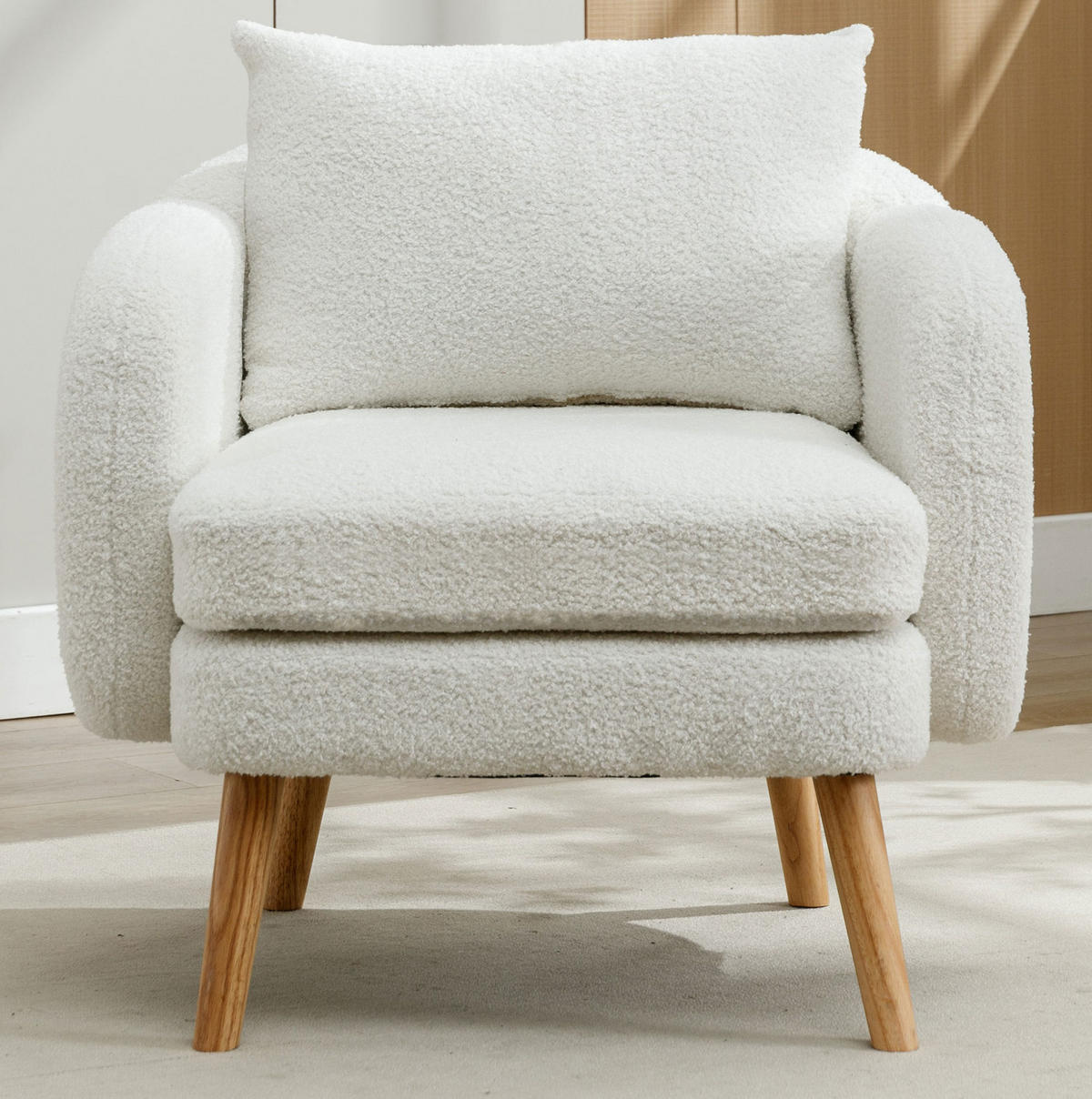 SESSEL 71/72/71 cm in Weiß aus Teddy-Samt mit Kissen - Weiß, Textil (72/71/71cm) - Flora Grace