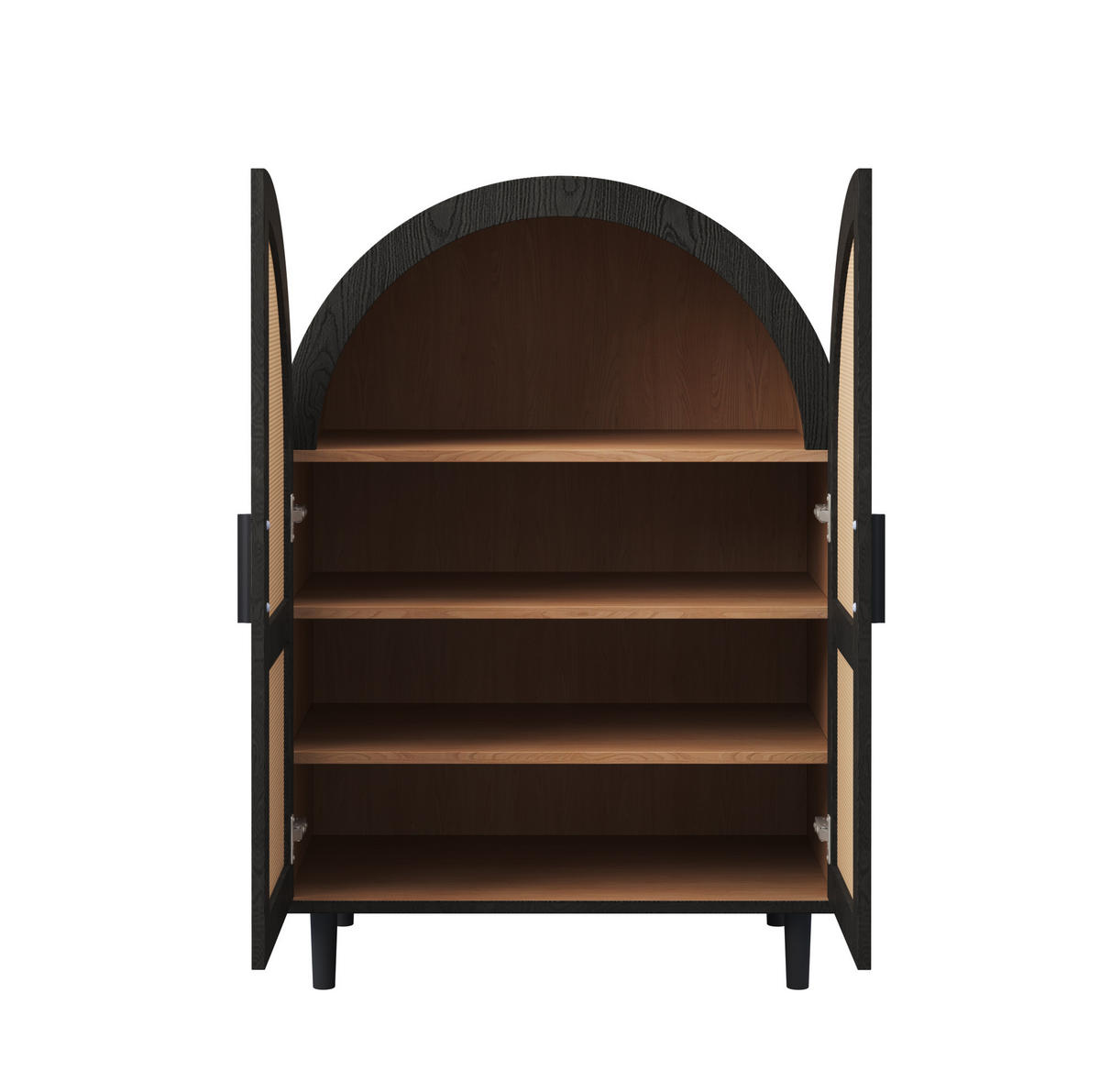 SCHUHSCHRANK 70/40/100 cm mit 2 Türen, Rattanfront und verstellbaren Böden - Naturfarben, Holzwerkstoff (70/40/100cm) - BEAOK