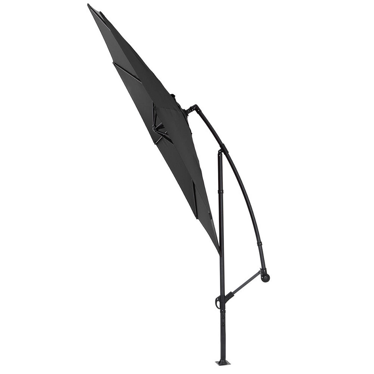 AMPELSCHIRM mit befüllbarer Kunststoff-Sockel mit dem Rollen aus Polyester Metall in Schwarz drehbar 360° neigbar 60° 3 x 2.6m - Schwarz, Metall (300/240cm) - Livingandhome