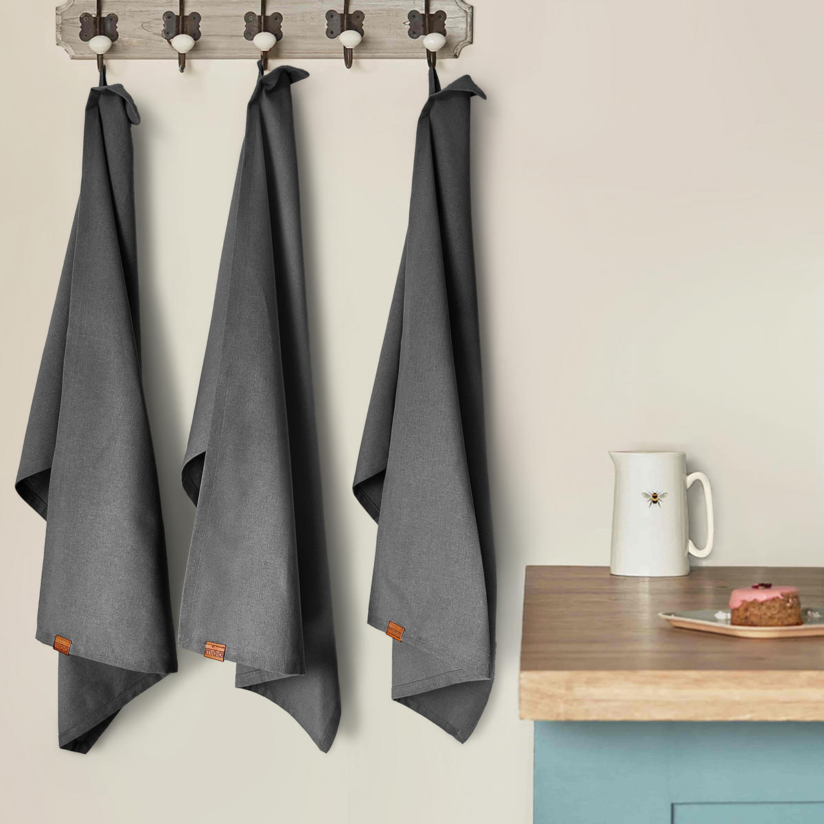 GESCHIRRTUCH 3er Set - Dunkelgrau, Textil (45/70cm) - Miqio Design