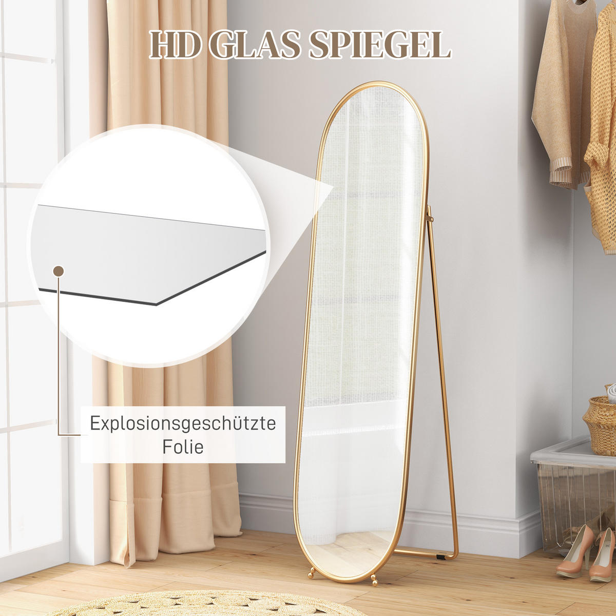 STANDSPIEGEL goldfarben 40.0/4.0/160.0cm - Goldfarben, Metall (4/160/40cm)