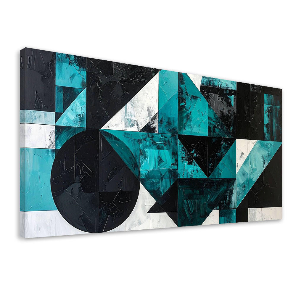 LEINWANDBILD 3D und geometrisch 80x40cm - Türkis, Textil (80/40cm) - Feeby