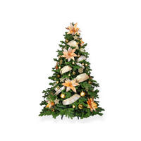 WEIHNACHTSBAUM geschmückt künstlich mit 152 Stk Kugeln GOLD GLITTER II 270 cm mit Metallständer - Goldfarben/Braun, Kunststoff (270cm) - LAALU