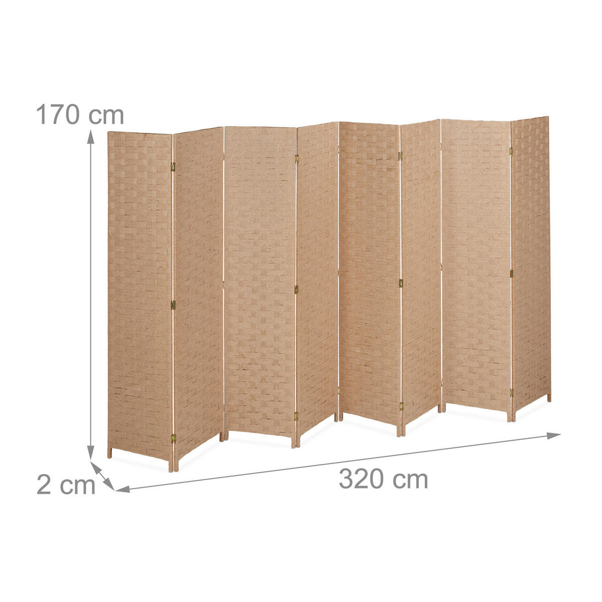 PARAVENT - Hellbraun, Holz/Papier (320/170/2cm) - Relaxdays