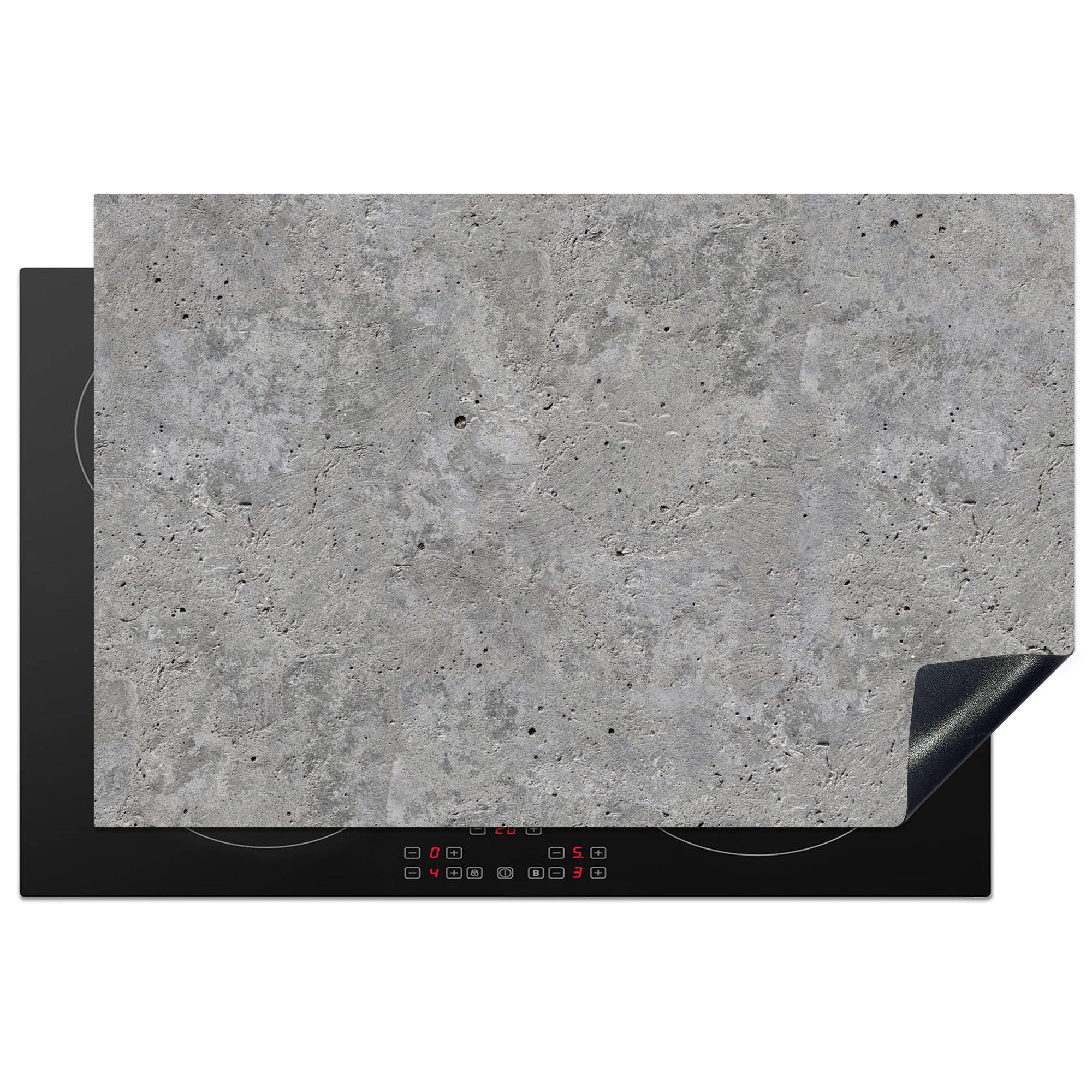 ZAŠČITA ZA INDUKCIJSKO PLOŠČO Beton 81x52 cm cm - svetlo siva, umetna masa (81/52/0.2cm) - MuchoWow