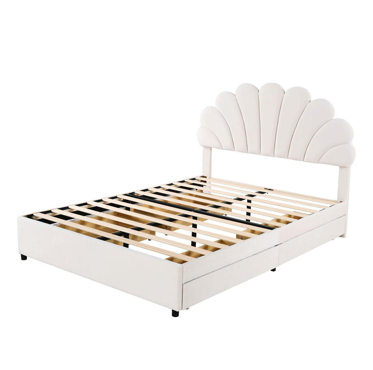 POLSTERBETT mit 4 Schubladen 140x200 cm Samt Beige - Beige, Holz (140/200cm) - Meubliv