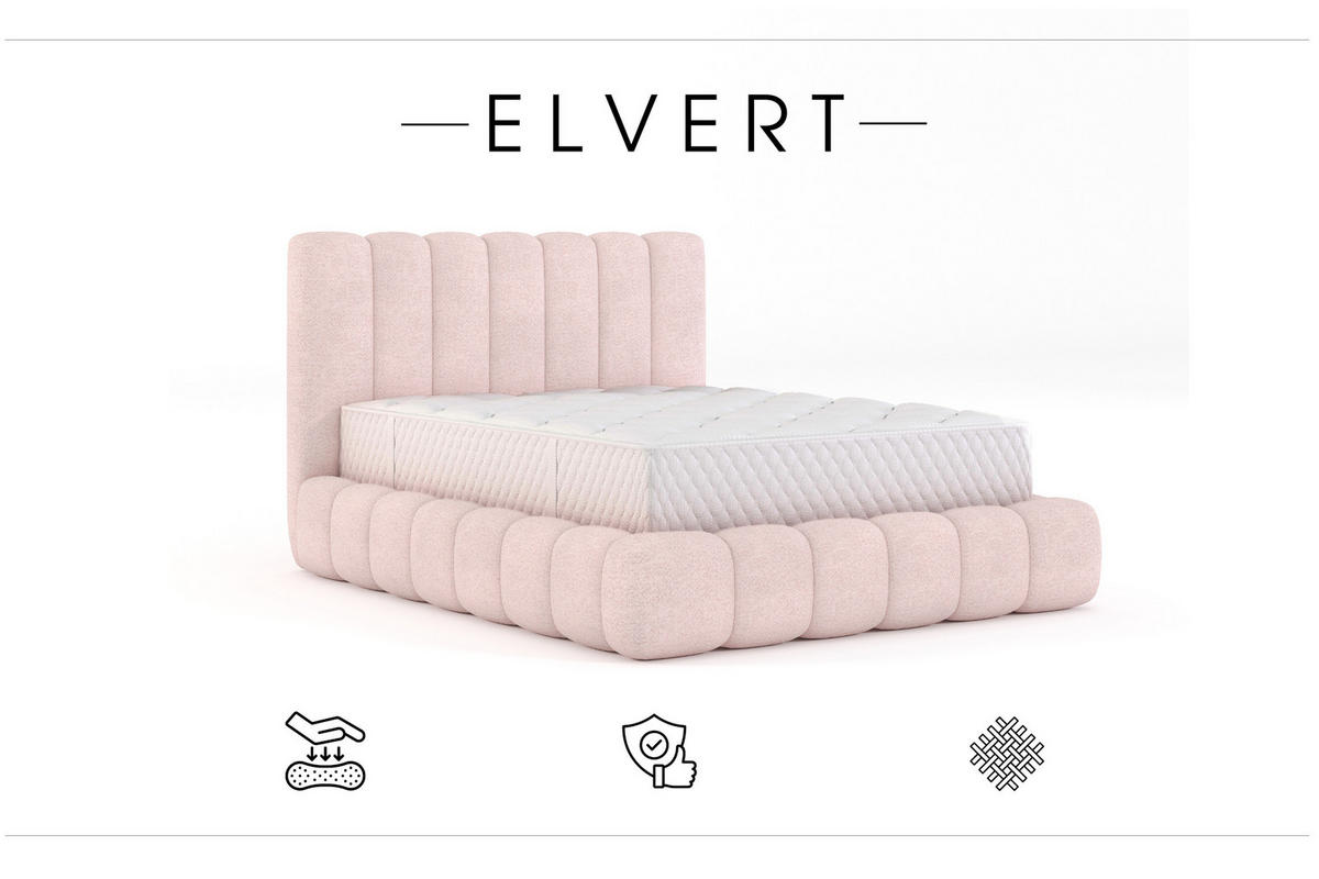 POLSTERBETT aus Polyester Elvert 180x200 cm, Hellrosa - Hellrosa, Textil (180/200cm) - Meblito