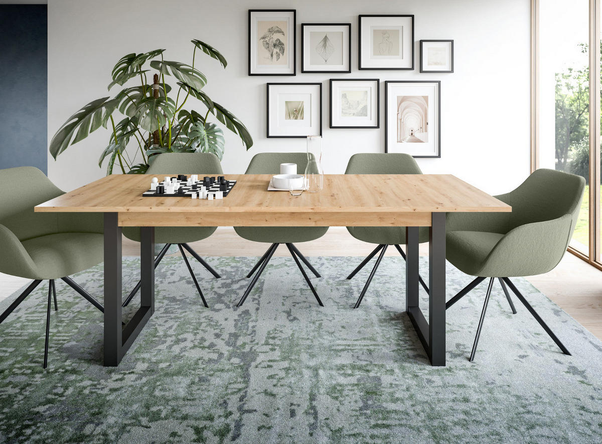 ESSTISCH Eiche, grau 150 - 190 cm, Küchentisch ausiehbar - Eiche Artisan/Grau, Holzwerkstoff (150/90/76cm) - Inn.Furn