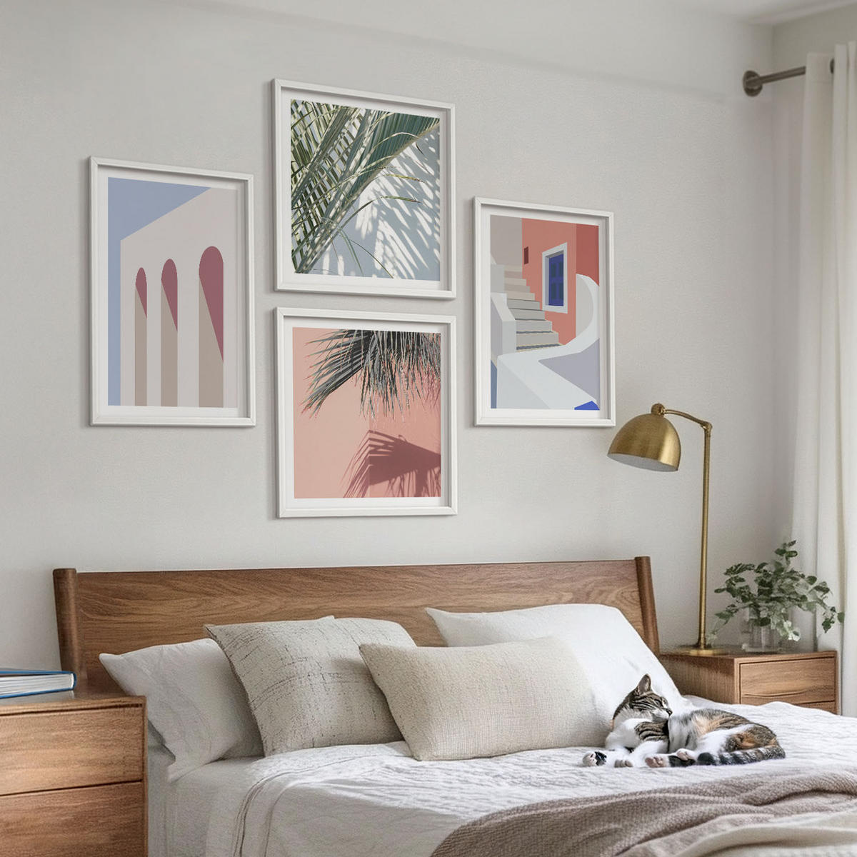 WANDBILDER 4er-Set - 50x50 cm & 40x60 cm Weißer Rahmen - Illustrationen der Stadtarchitektur - Weiß, Kunststoff (50/50cm) - ArtPrintCave