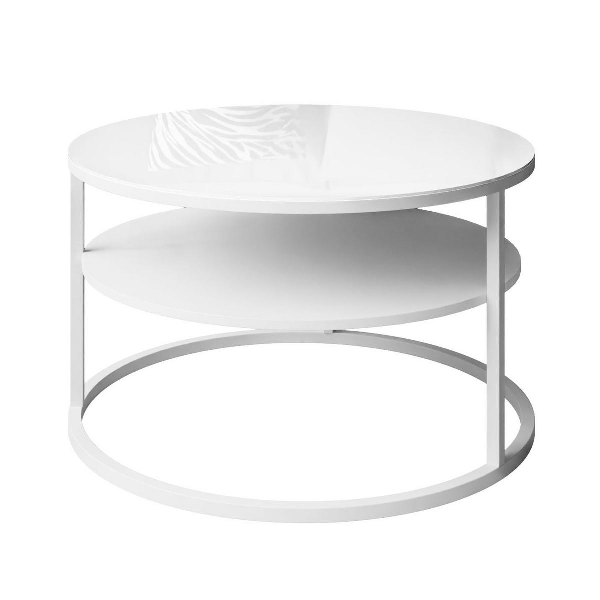 COUCHTISCH CIRI GLASS mit Regal - Weiß, Glas (70/70/47.4cm) - Lookway