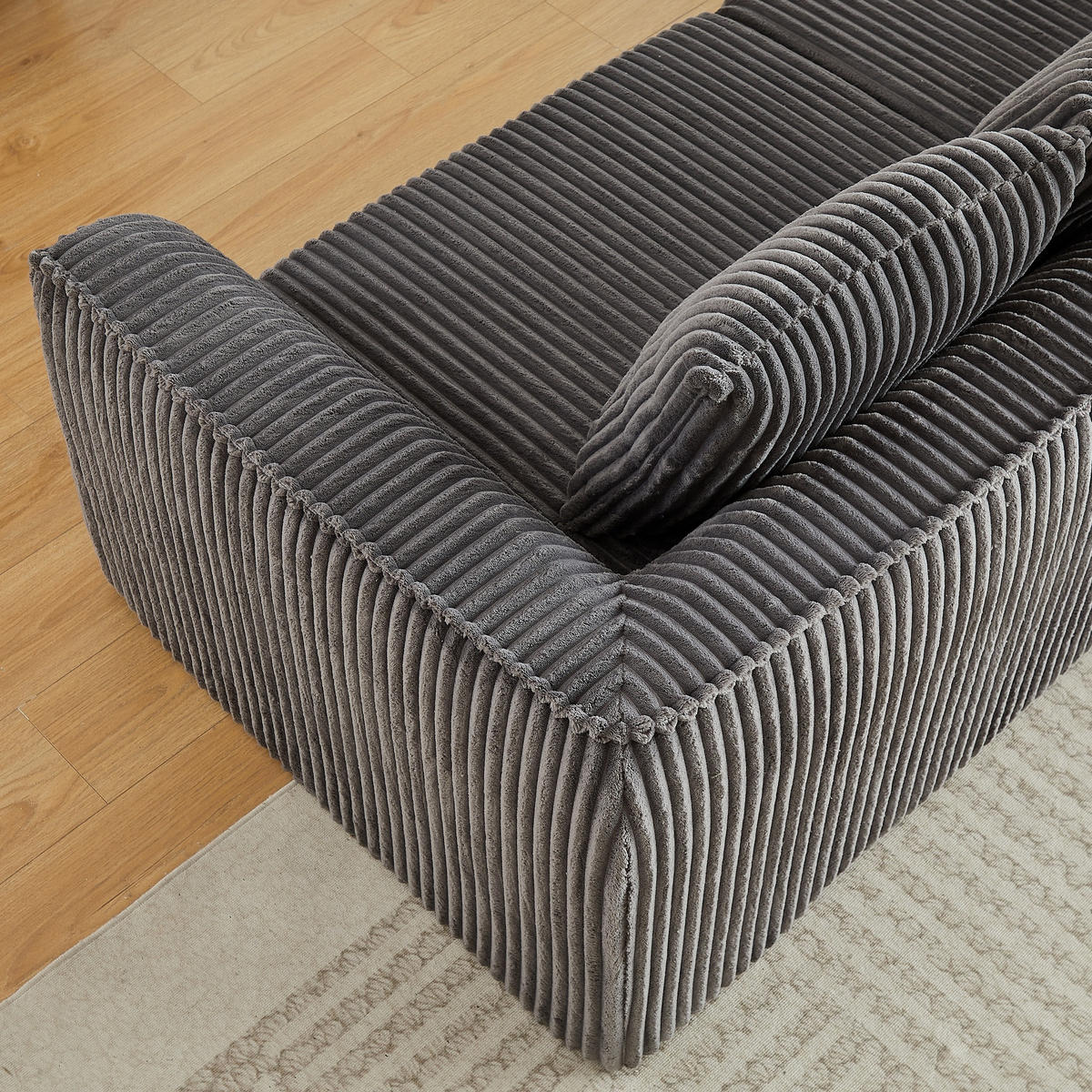 2-SITZER SOFA Cord Grau mit 2 Kissen - Grau, Textil (185/72.5/101cm) - WISHDOR