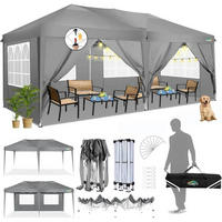 FALTPAVILLON 3 x 6 m Grau mit 6 Seitenteilen - Grau, Textil (300/275/600cm)