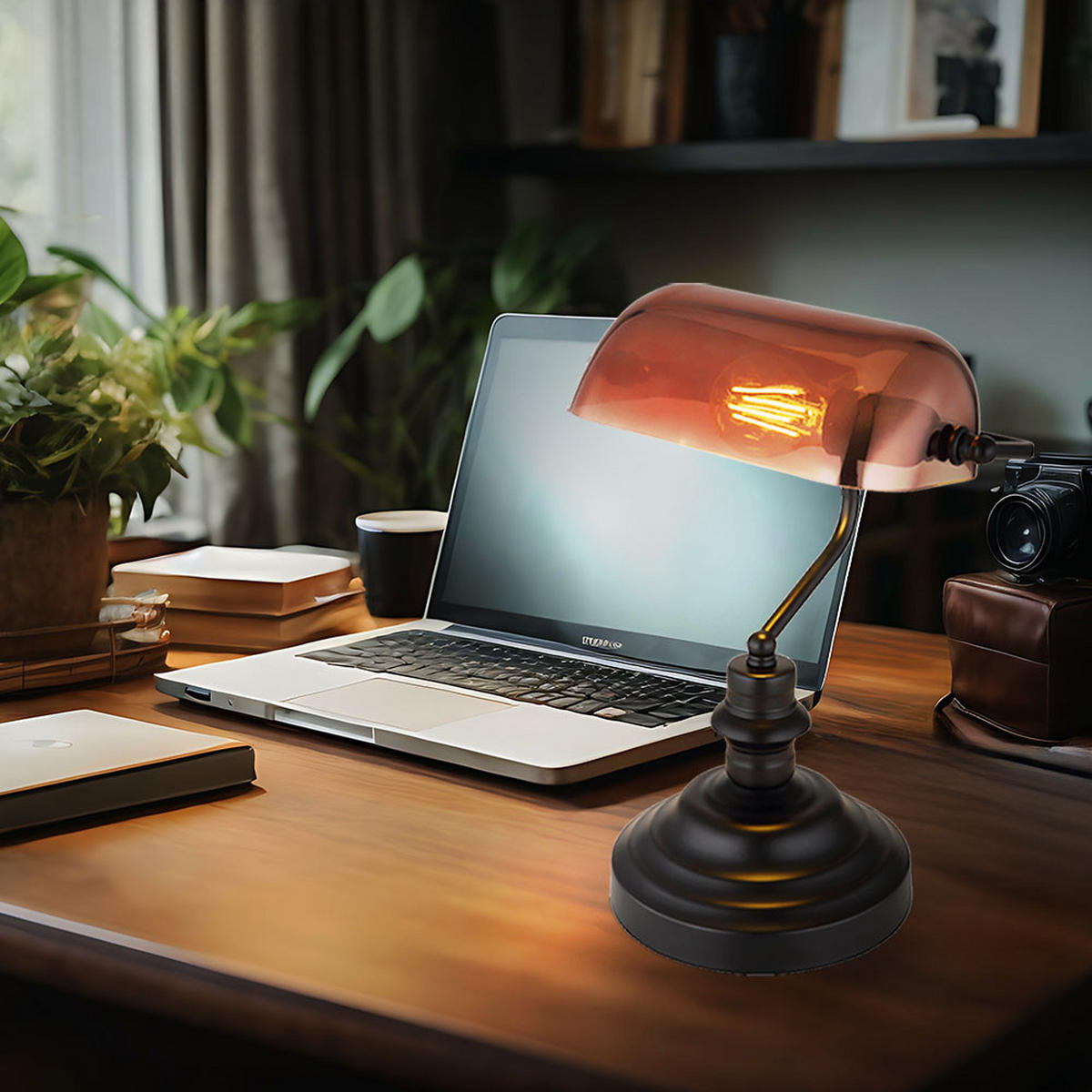 TISCHLEUCHTE ANTIIQUE Kupfer Glas - Kupferfarben, Glas (25/19/36cm) - Globo Lighting