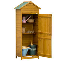 GARTENSCHRANK 49/79/191,5 cm mit 2 Türen, 2 Regalböden und wetterfestem Bitumendach, Naturholz - Naturfarben, Holz (49/191.5/79cm) - Redom