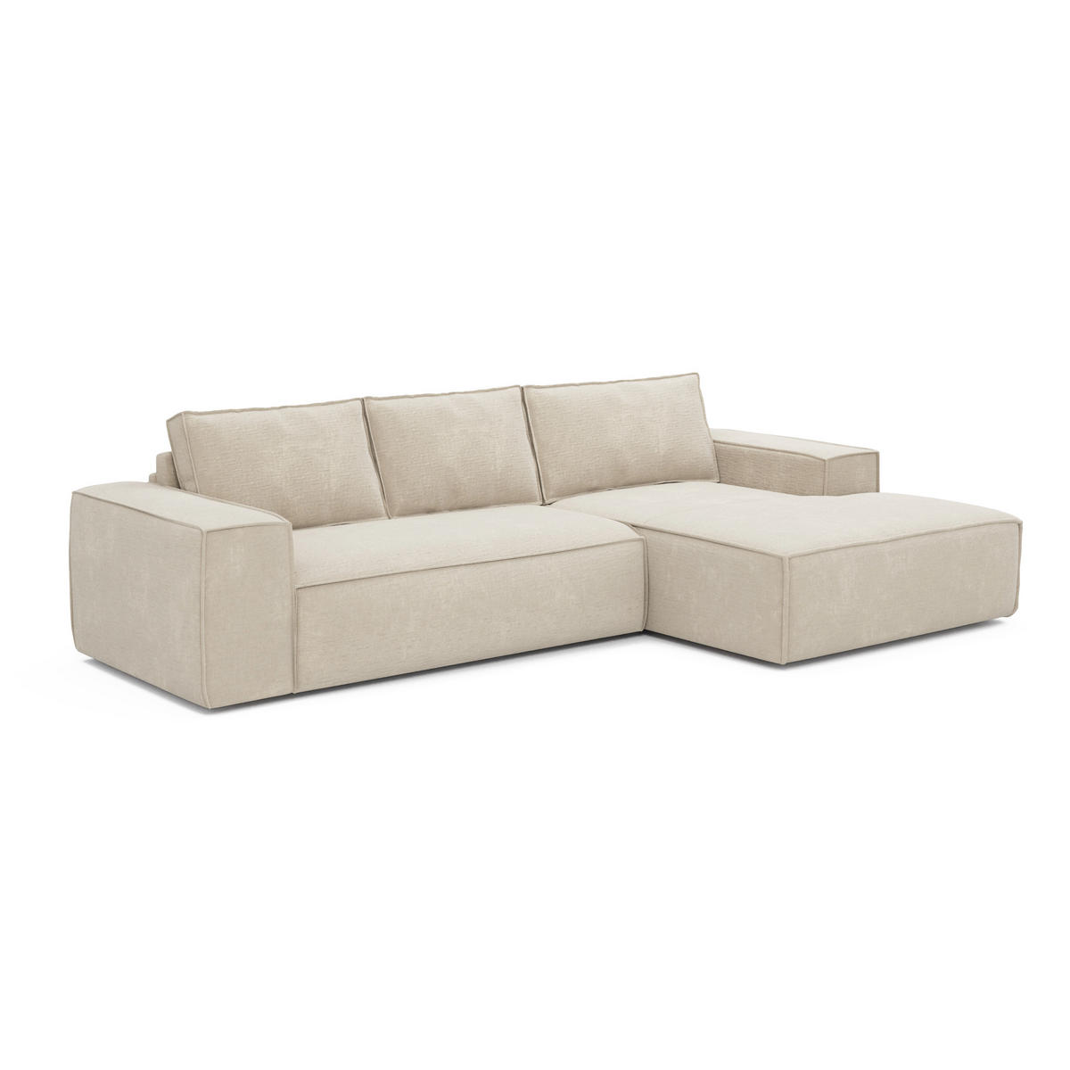 ECKSOFA RECHTS Samt Creme 302cm - Creme, Textil (302/165cm) - Sia Home