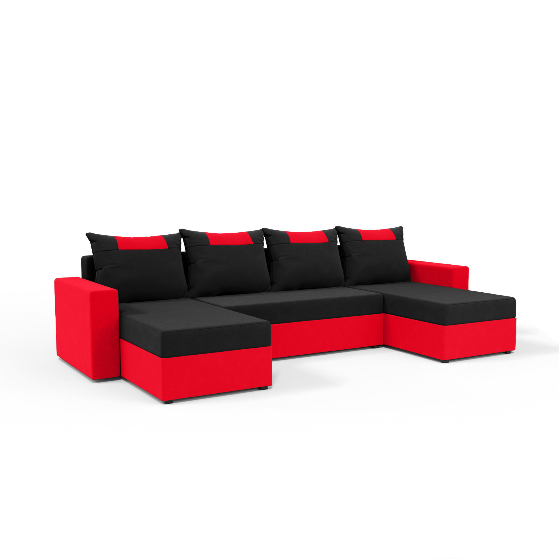 WOHNLANDSCHAFT mit Schlaffunktion Radlach, Schwarz+Rot - Rot, Textil (298/85/207cm) - Fedve