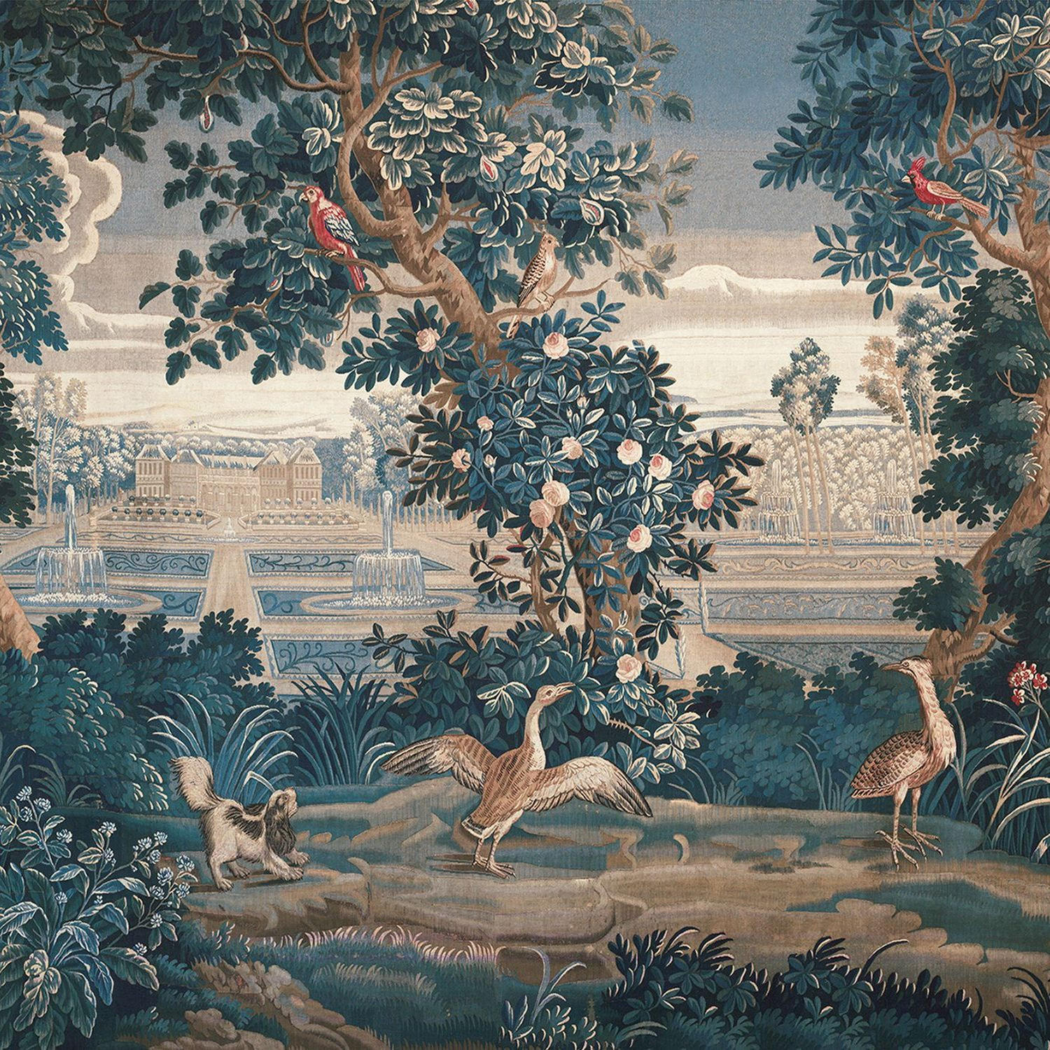 FOTOTAPETE bewaldete Landschaft 318 x 280 cm - Blau, Papier (318/280cm) - Sanders & Sanders