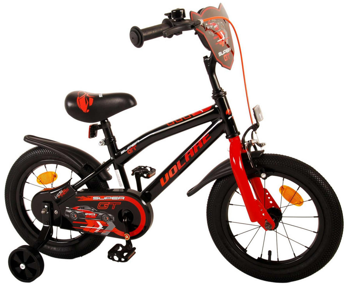 KINDERFAHRRAD Super GT - Jungen - 14 Zoll - Rücktritt + Handbremse - Rot - Rot/Schwarz, Metall (45cm) - TPFSports