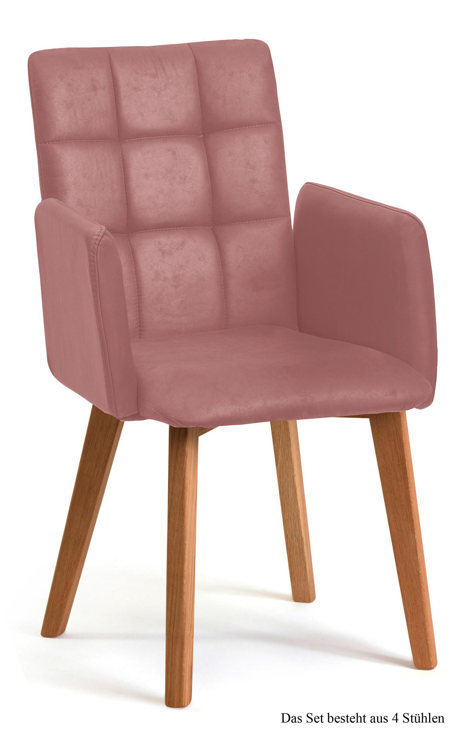 ARMLEHNSTUHL (4er-Set) Dareia 52x91x60 Eiche geölt/Rosewood - Eichefarben/Dunkelrosa, Kunststoff (60/91/52cm) - 58aufmkessel