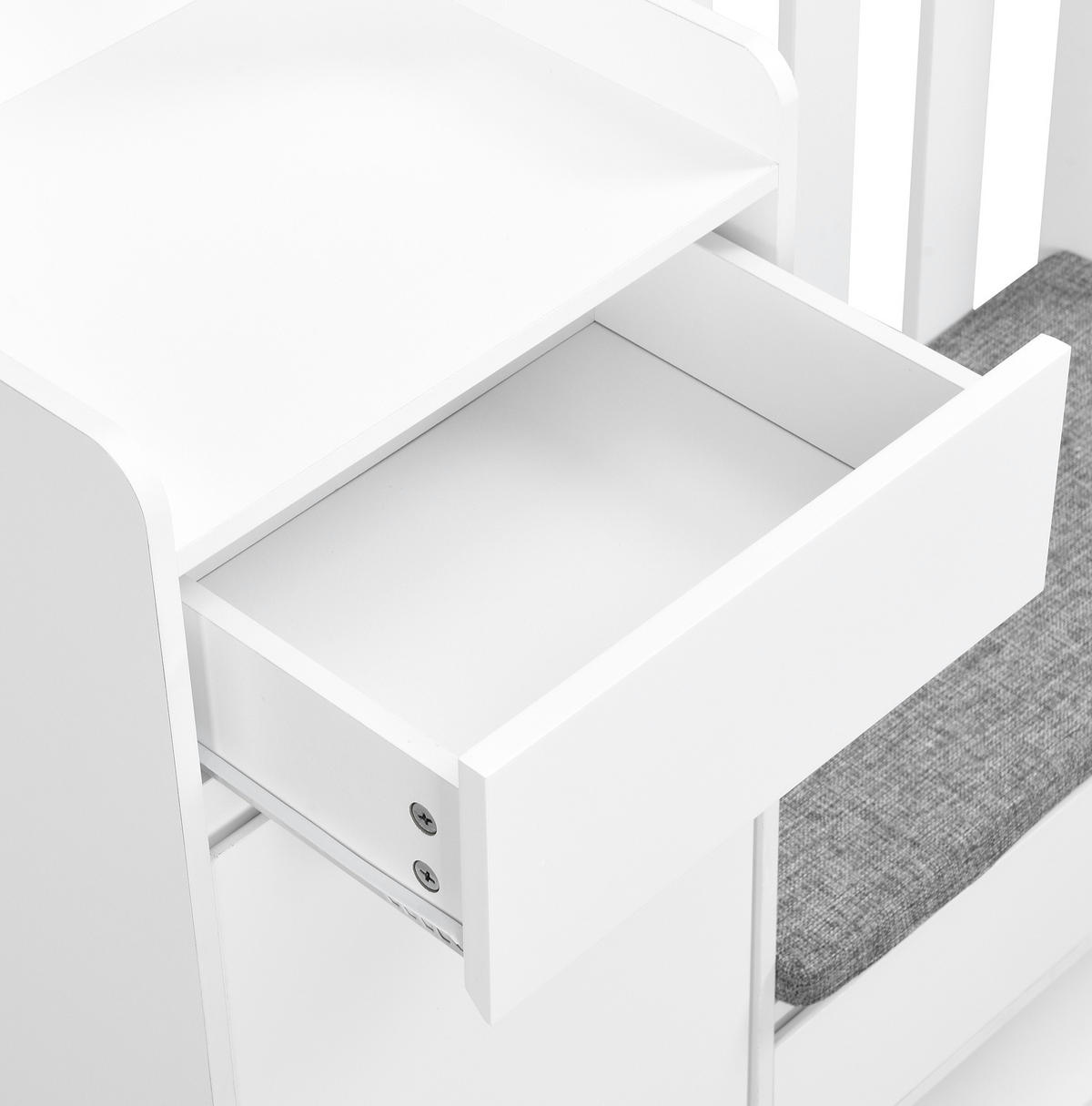 SCHUHSCHRANK aus MDF 180x100x35cm in Weiß mit Sitzbank & Stecktafel - Weiß, Holzwerkstoff (100/180/35cm) - Modfu