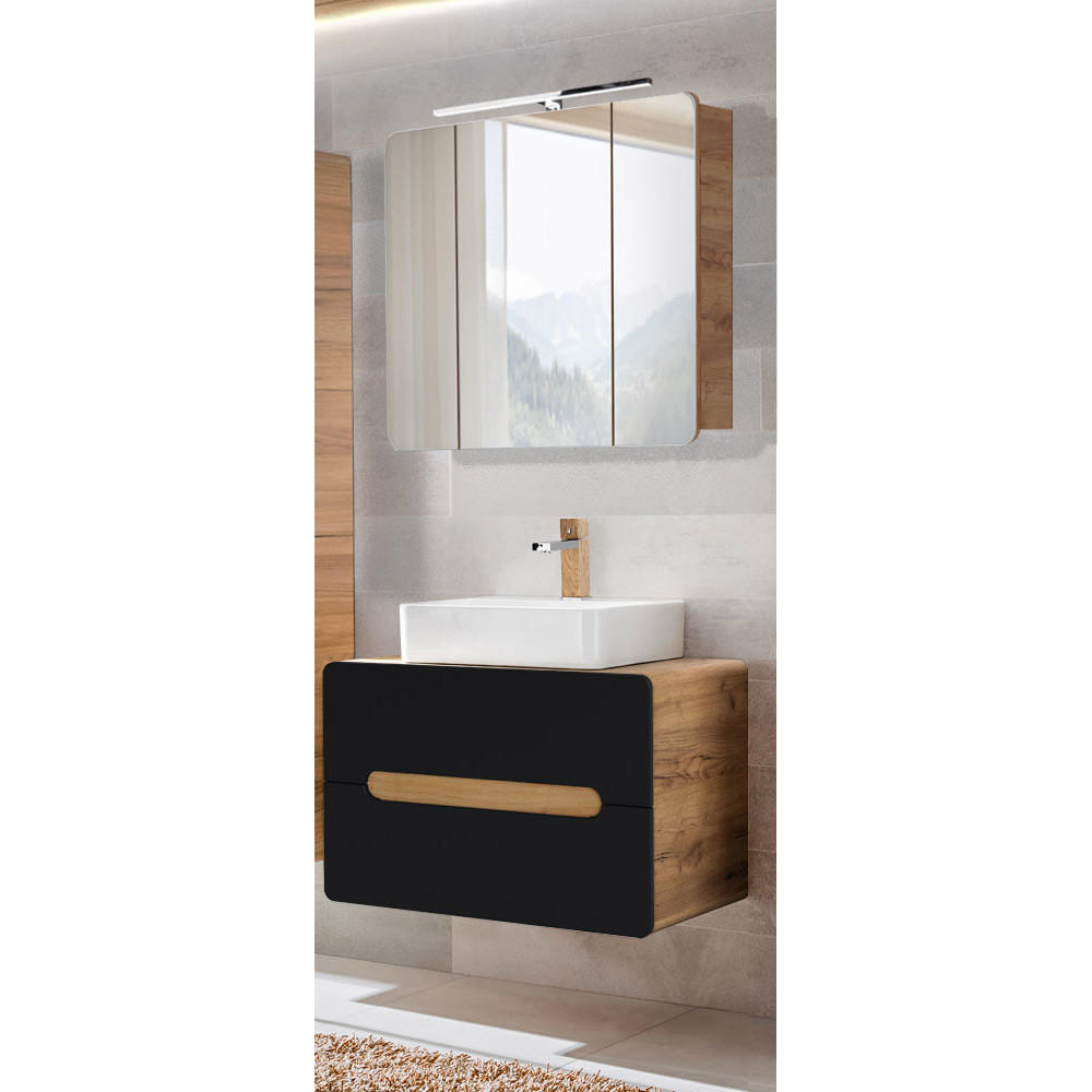 BADMÖBEL-SET 2-TLG. New-luton - Grau, Holzwerkstoff (80/200/46cm) - Lomado