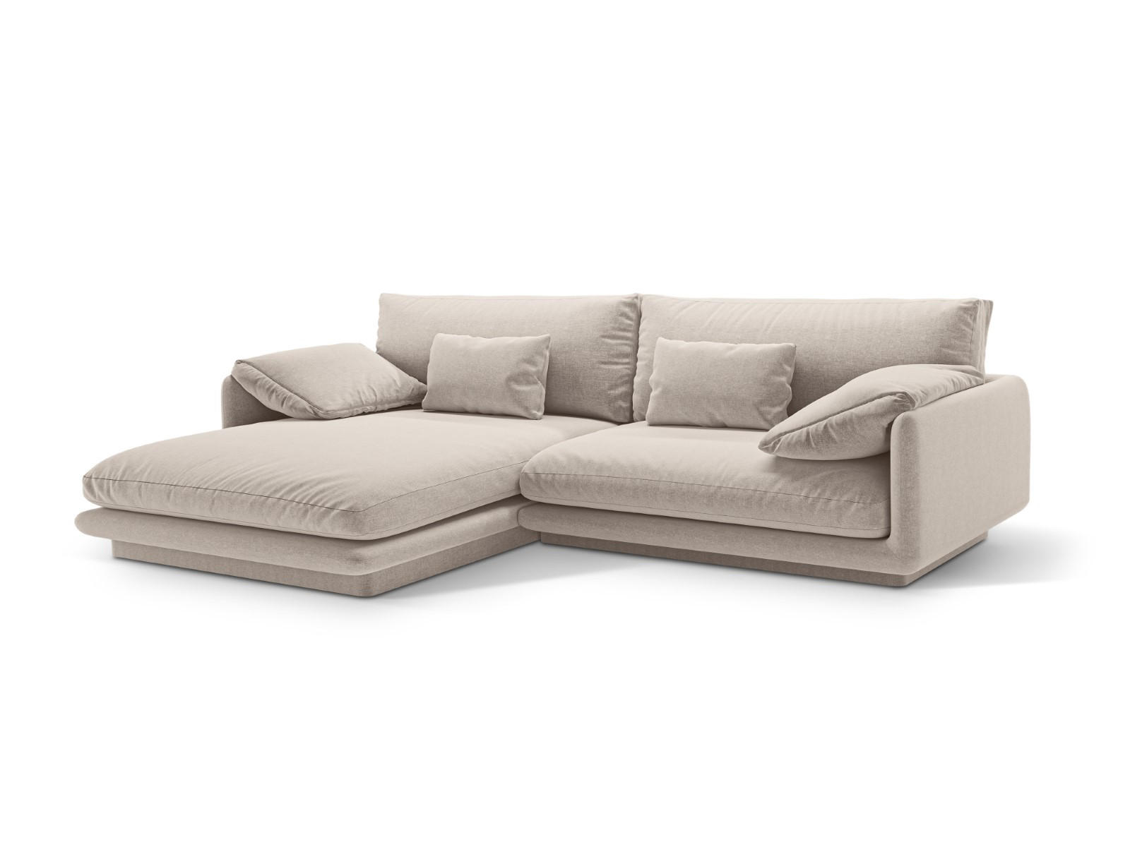 ECKSOFA links Torino aus strukturiertem Stoff leichtes beige 4 Sitzplätze - Creme, Textil (170/250cm) - Micadoni