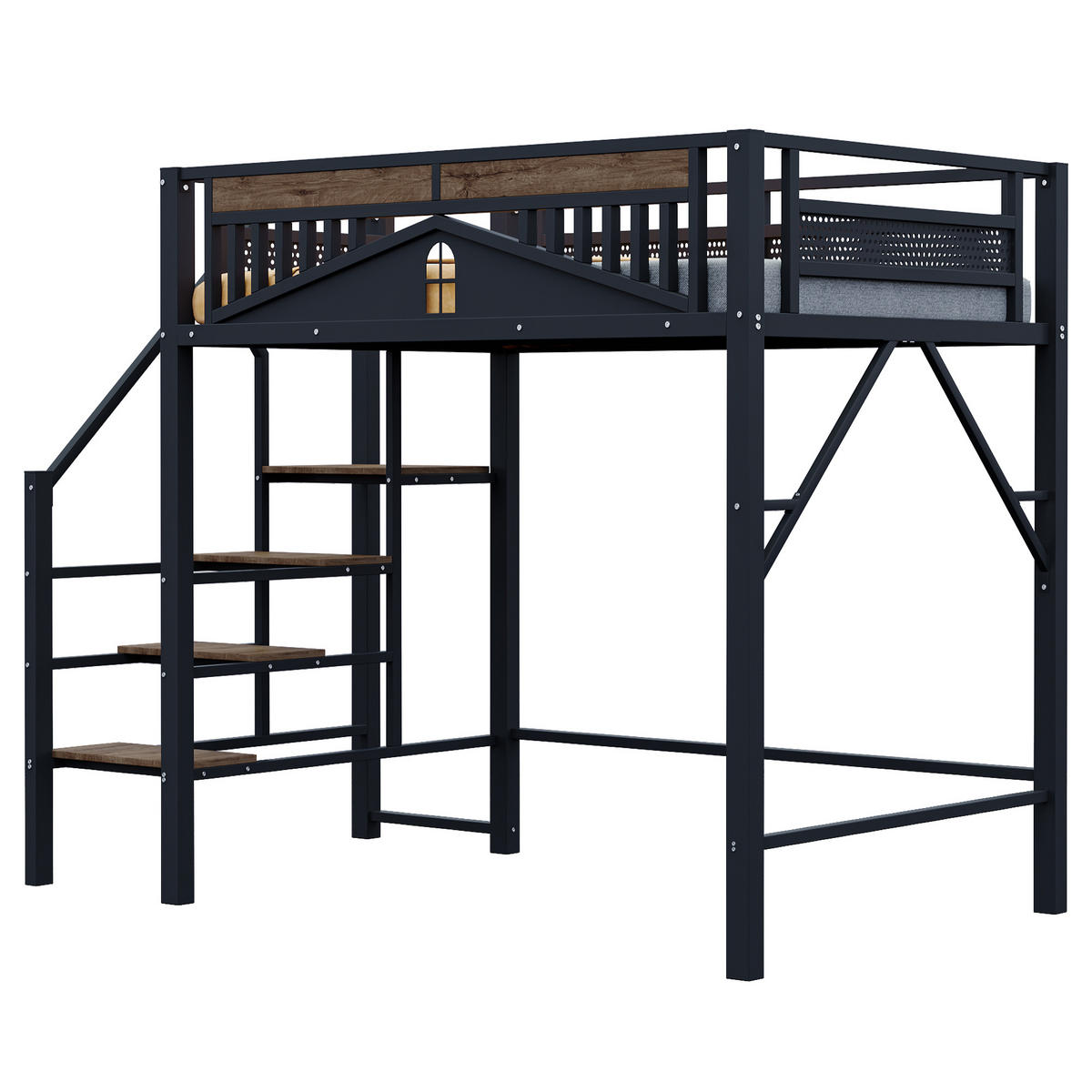 HOCHBETT Metall 140/200 cm Schwarz - Schwarz, Holz/Metall - Raumix