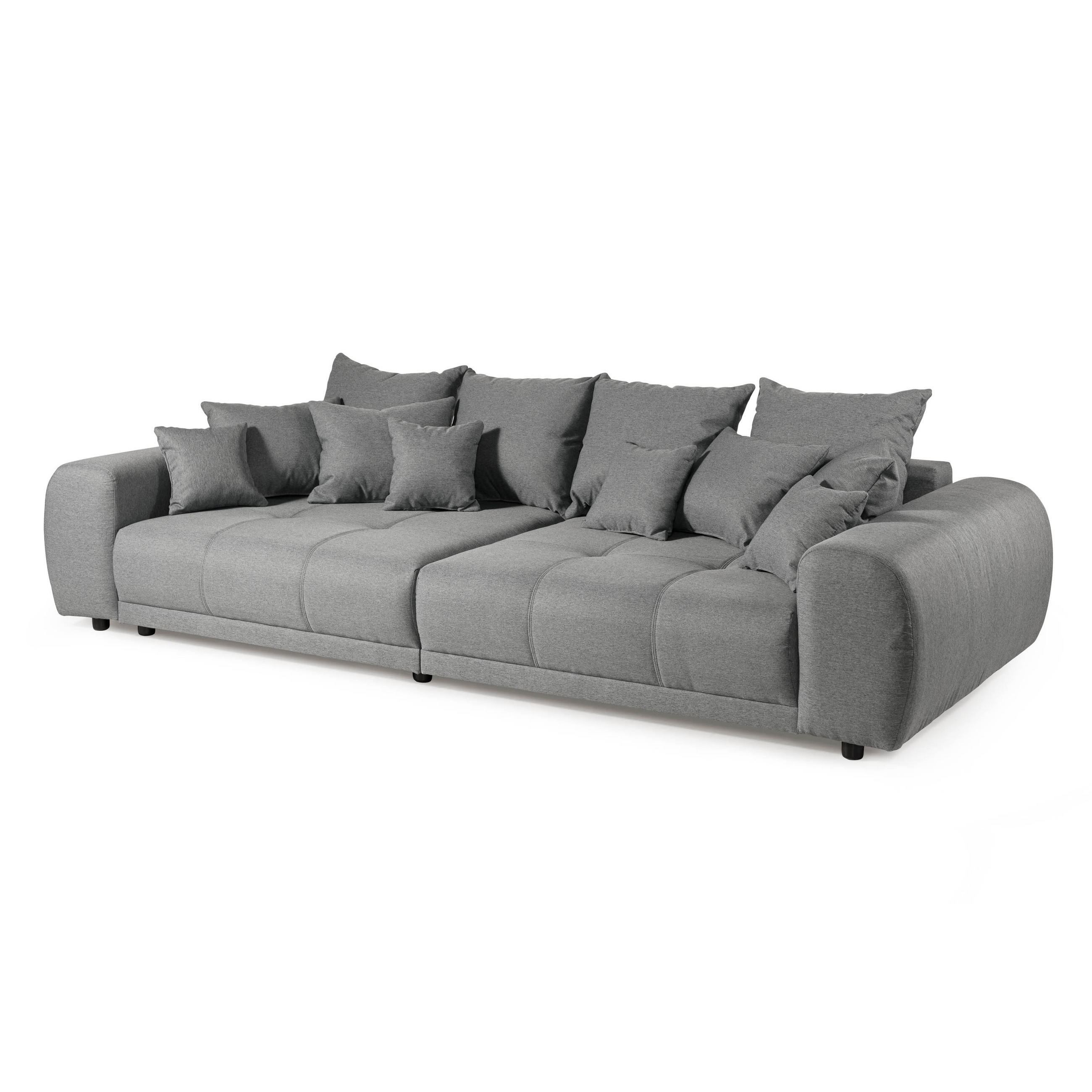 BIGSOFA Geflechtstoff 310x135x86 grau MIRELLA - Grau, Kunststoff (310/86/135cm) - Massivmoebel24