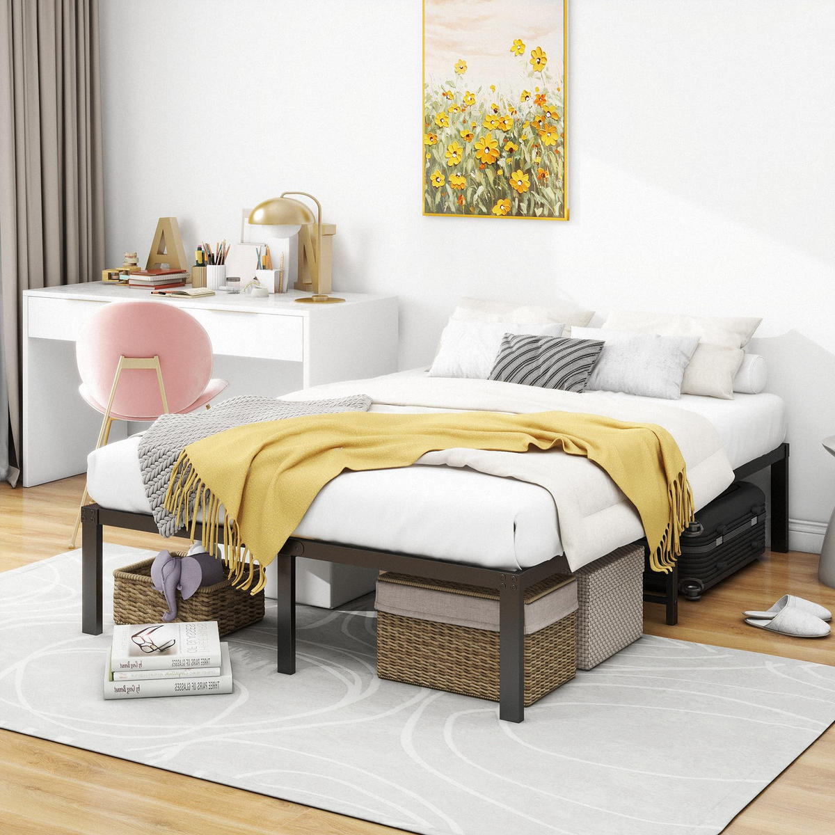 METALLBETT 120/200 cm DE-33035 mit Stauraum und geräuschlos Schwarz - Schwarz, Metall (120/200cm) - ComfortXL