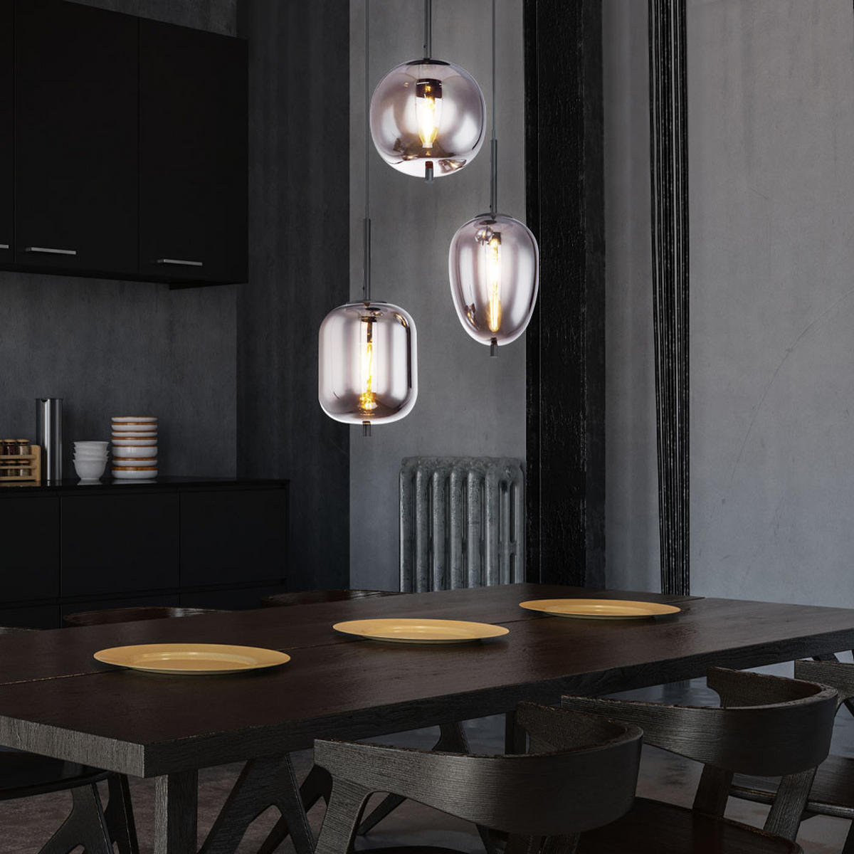 LED HÄNGELEUCHTE Metall Grau - Grau, Glas (46/46/120cm) - Globo Lighting