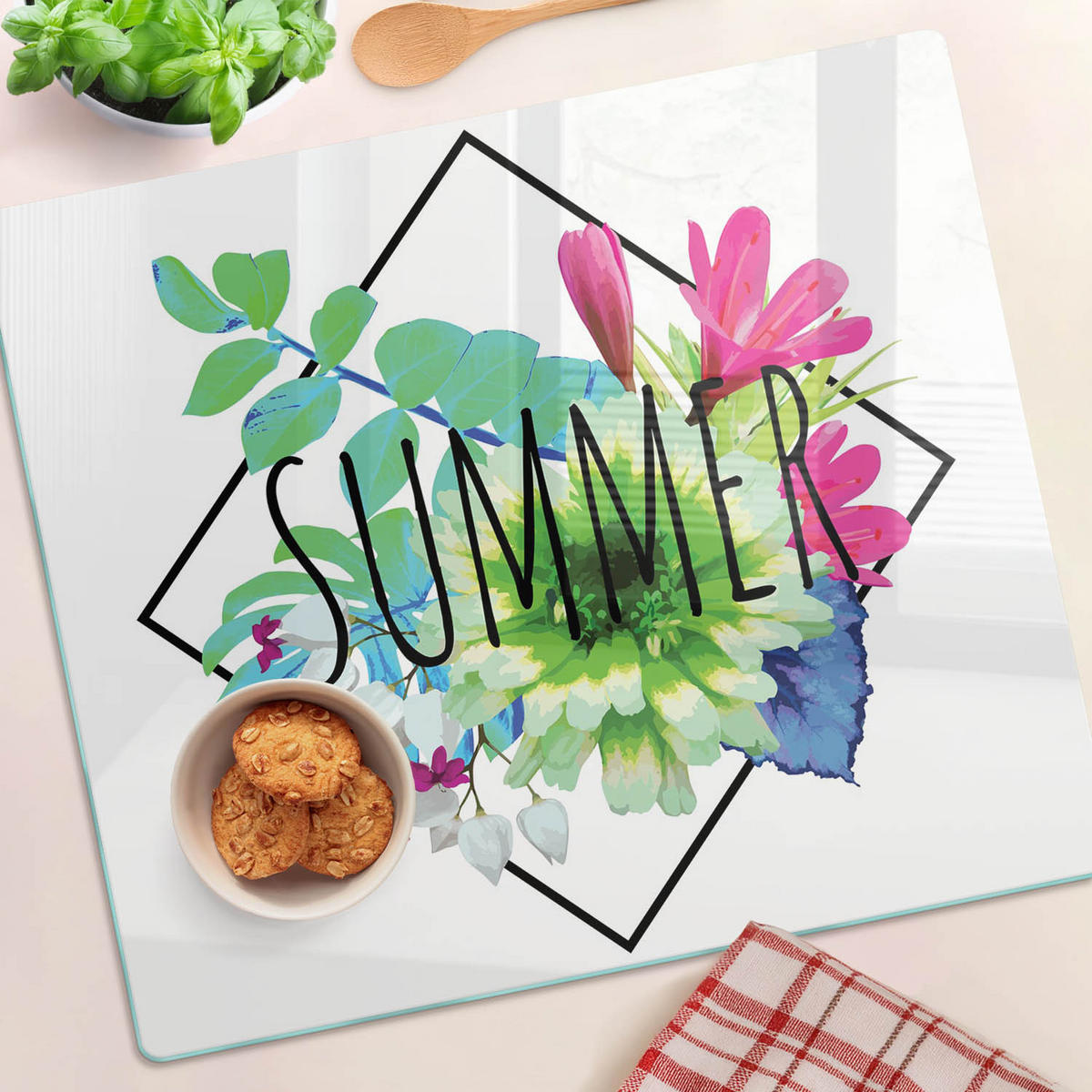 GLASPLATTE 60x52 cm Sommer - Multicolor, Glas (60/0.4/52cm) - TULUP