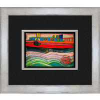 BILD gerahmt 30x35 cm Friedensreich Hundertwasser „Regentag auf Liebe Wellen“ - Rot, Holz (30/35cm) - artissimo