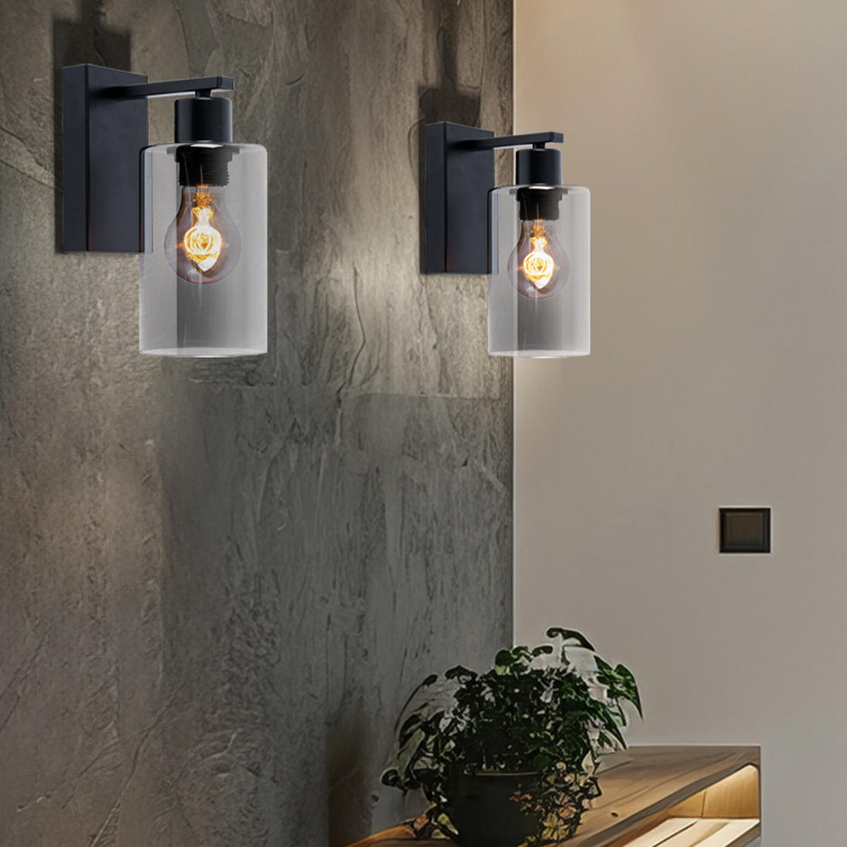 WANDLEUCHTE Glas rauchgrau matt 2er Set - Grau, Glas (10/23/15cm) - Globo Lighting