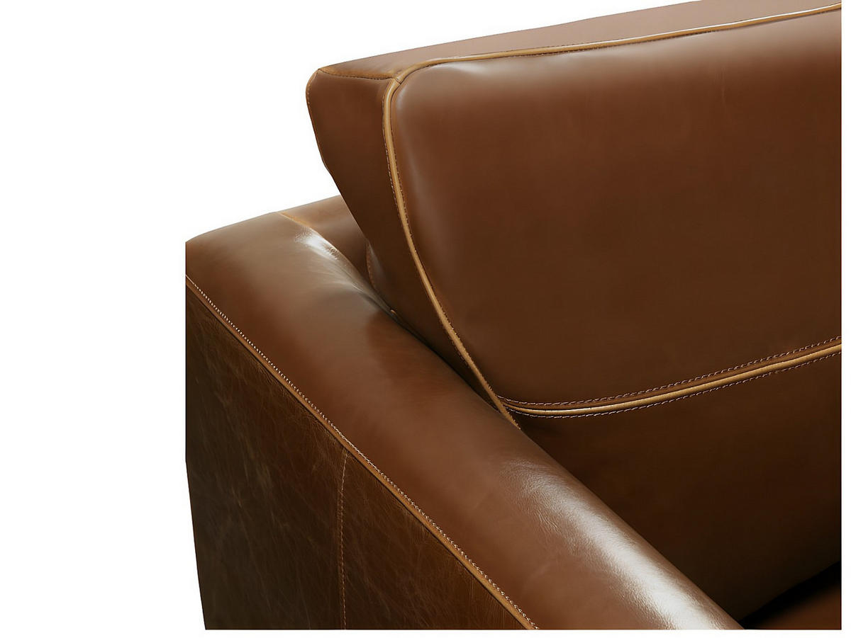 SOFA - 3 Personen - leder - braun Alegan - Braun, Leder/Holz (213/82/90cm) - Vente-Unique