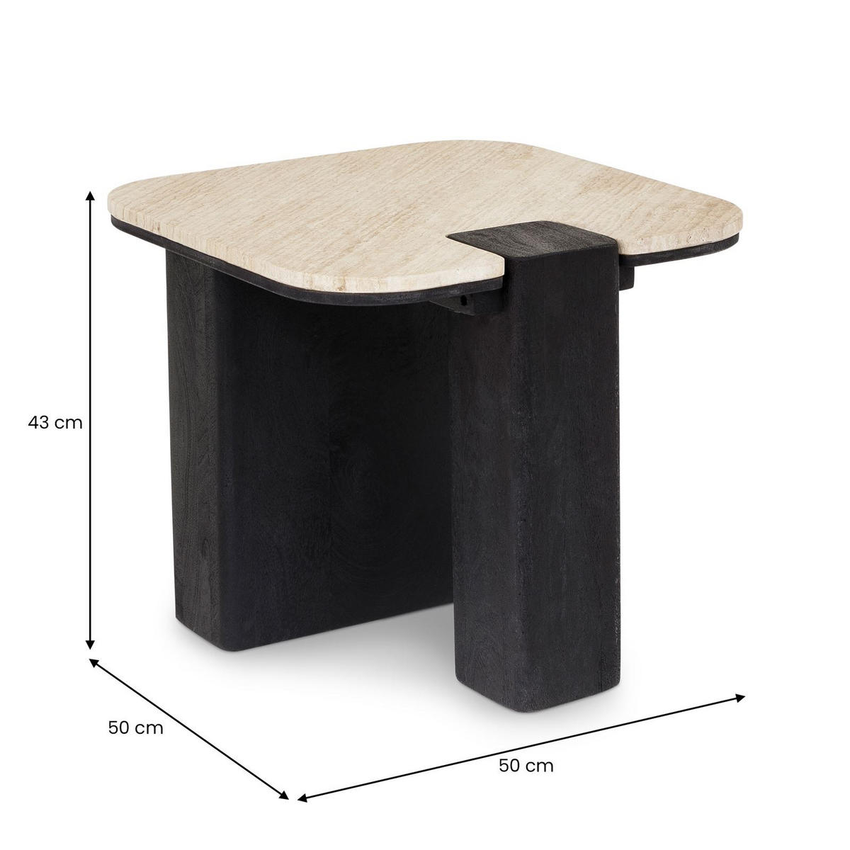 COUCHTISCH DELHI beige/schwarz - Beige/Schwarz, Naturmaterialien/Holz (50/50/43cm) - IDIMEX
