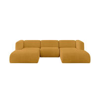 WOHNLANDSCHAFT MIRA-U1 317x179x70 Senfgelb Cord - Currygelb/Schwarz, Holzwerkstoff/Kunststoff (317/70/179cm) - ALTDECOR