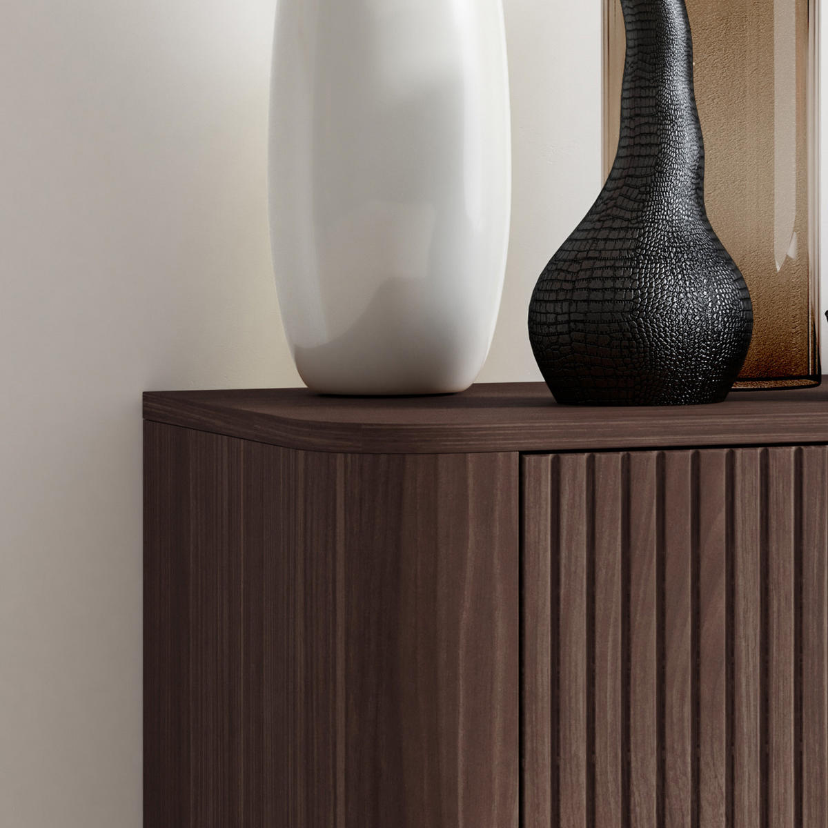 TV-SCHRANK Hängende RTV Kommode 200 cm Misterio mit Lamellen Nussbaum Lincoln - Braun, Holzwerkstoff (200/42/40cm) - Jerpax