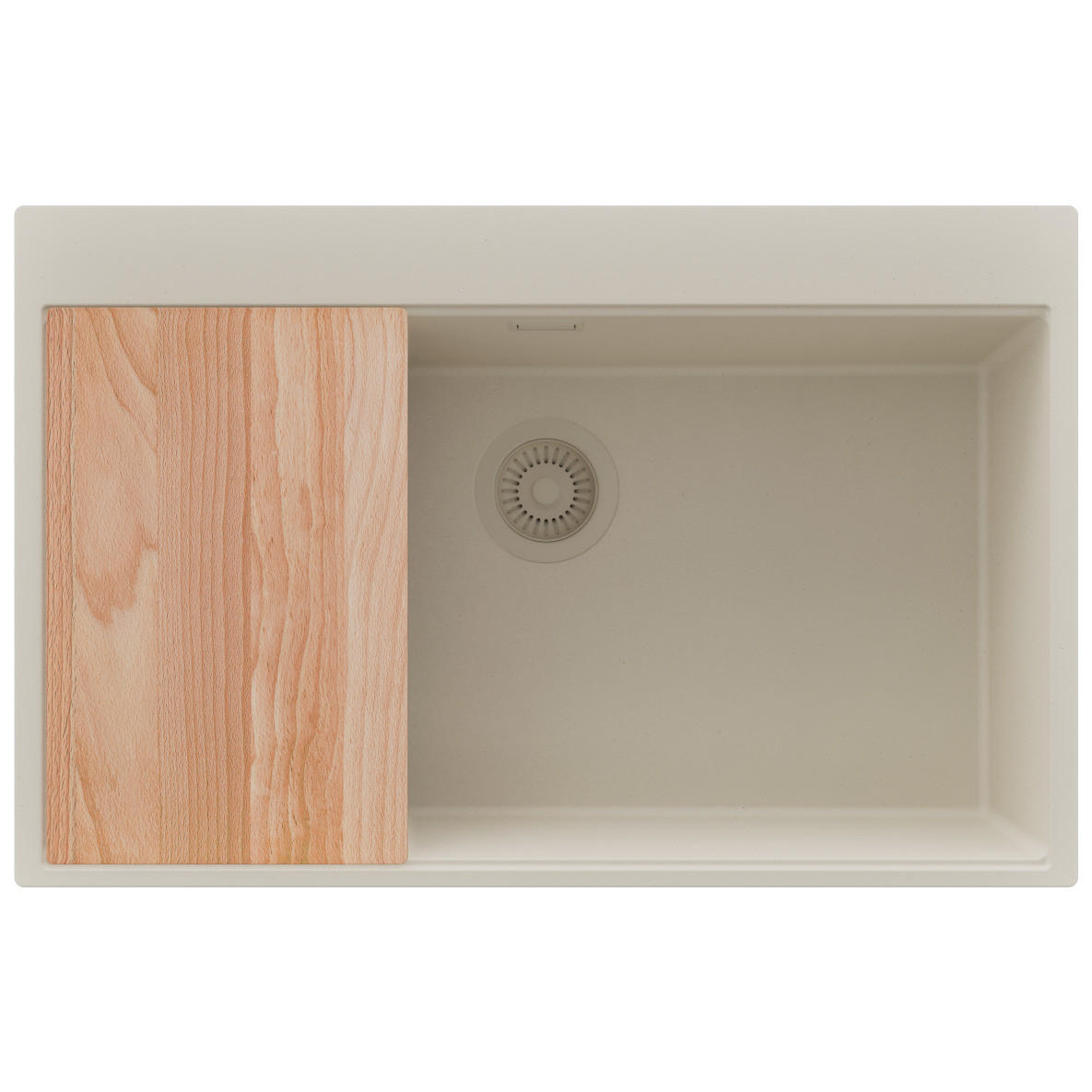 SPÜLBECKEN Oslo, 3-er set Alles Beige 78/50 cm, 1 Becken + Ablauf-Set + Schneidebrett ab 80er Unterschrank - Beige, Kunststoff (78/20/50cm) - Primagran