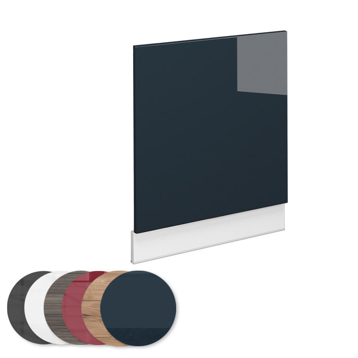 FRONTBLENDE Fame-Line Dunkelblau Hochglanz 60 cm, AP Marmor - Weiß/Dunkelblau, Holzwerkstoff (60/67.4/1.6cm) - Vicco