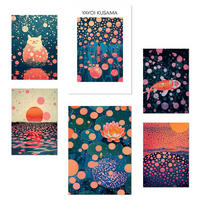 POSTER Set mit 6 Yayoi Kusama Sonnenuntergang Wasser Größe A3 und A4 Rahmenlos - Klar, Papier (29.7/1/42cm) - Nacnic