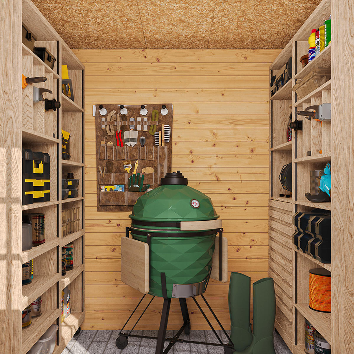 GARTENHAUS HOLZ mit imprägniertem Boden B204xL204xH200 cm/ 3.53 m2 M309C+M309G - Beige, Holz (204/200/204cm) - Timbela